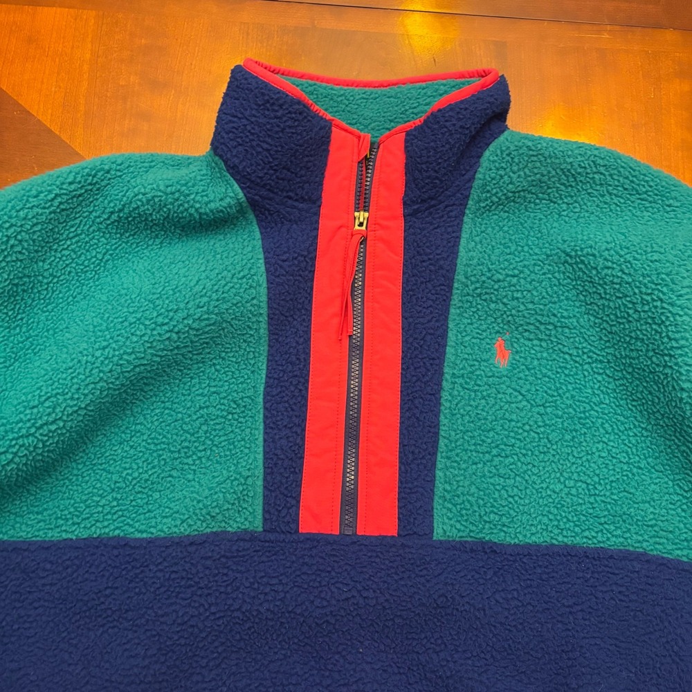 Polo Ralph Lauren | Men's XL Fleece Quarter Zip | Teal Colorblock | Spectre - Picture 9 of 16
